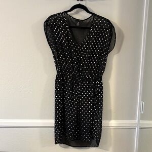 Aqua Black Sheer Polka Dot Dress